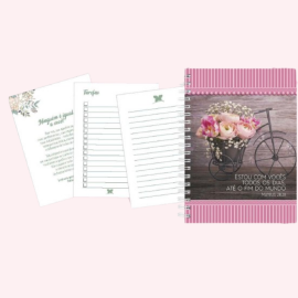 LIVRO DE ANOTA��ES ESPIRAL - FRASES B�BLICAS FEMININO